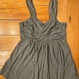Express Gray Twist-Front Tank Dress